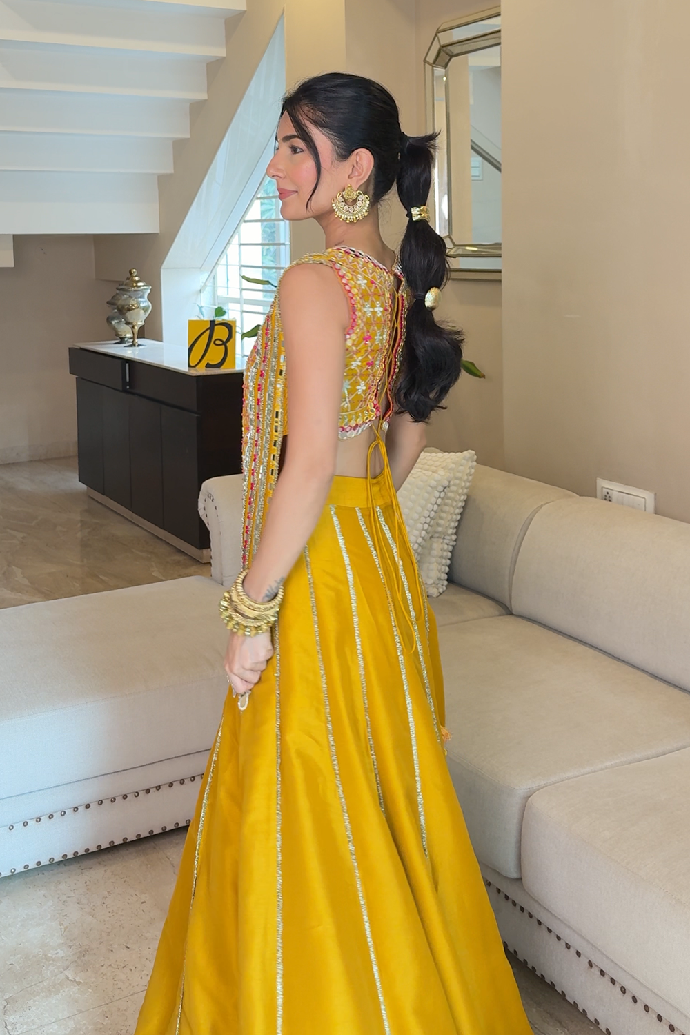 Radhica Diwan in Noorvi Mustard Skirt Set