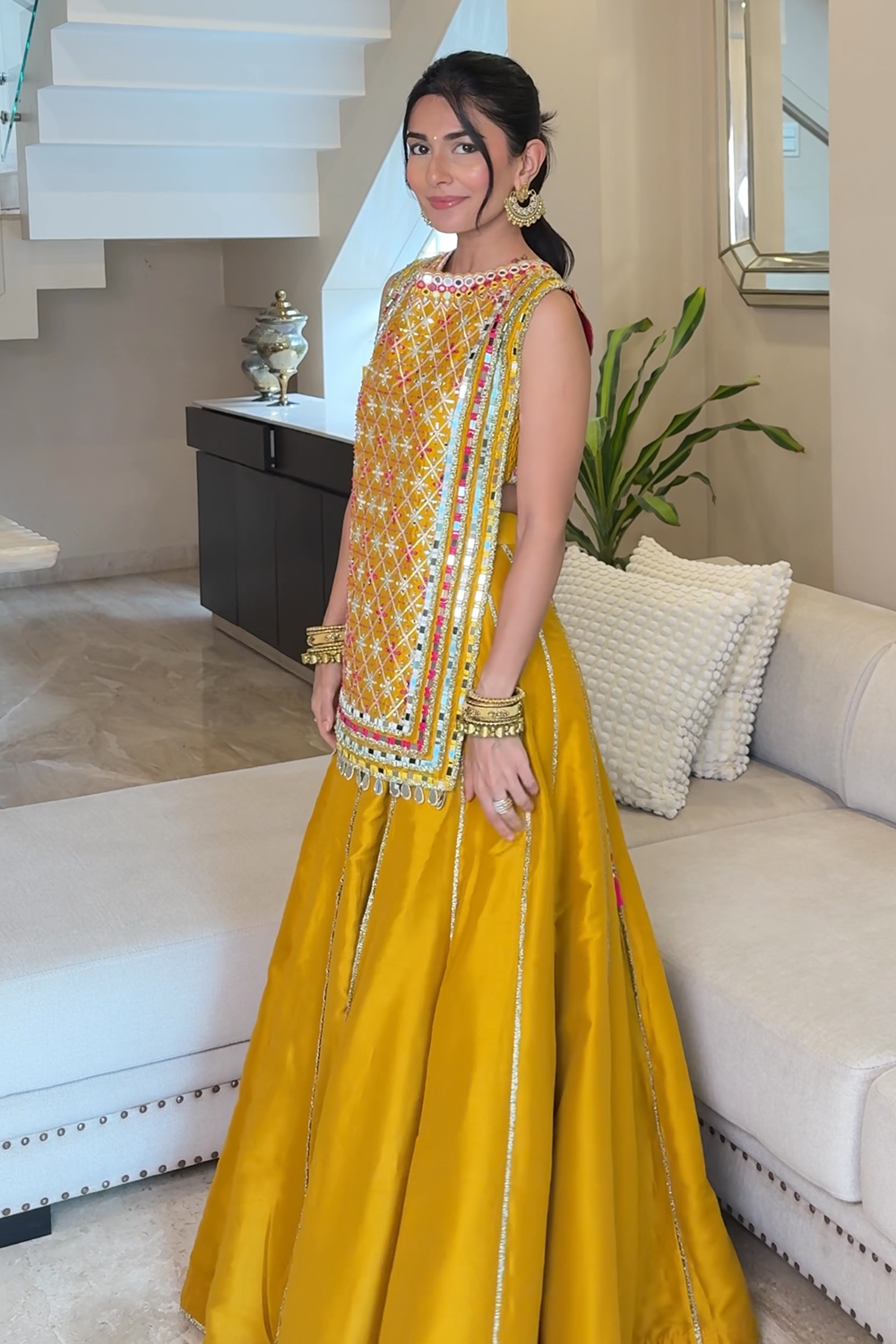 Radhica Diwan in Noorvi Mustard Skirt Set