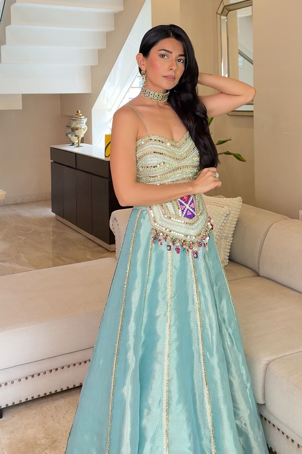 Radhica Diwan in Sea Green Rang Rasaiya