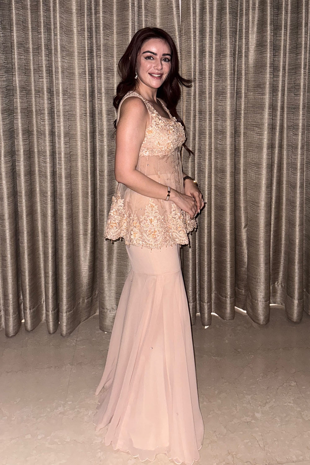Simren Sethi in Soorat Peplum Short Kurta With Sharara