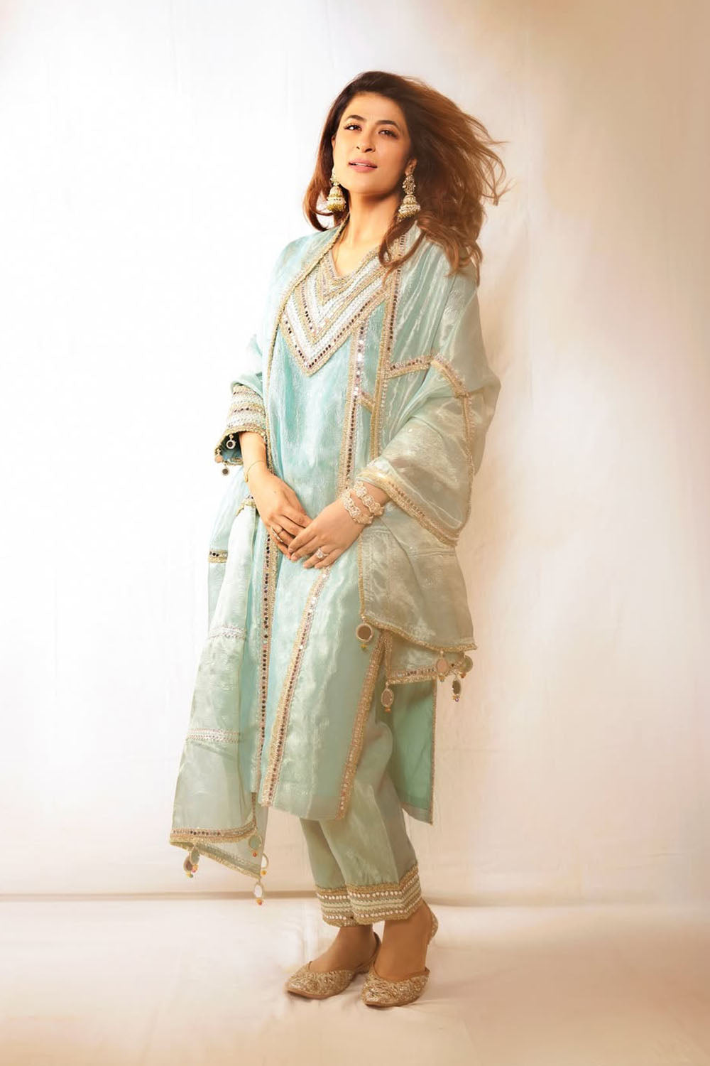 Tahira Kashyap in Sea Green Noor-E-Resham