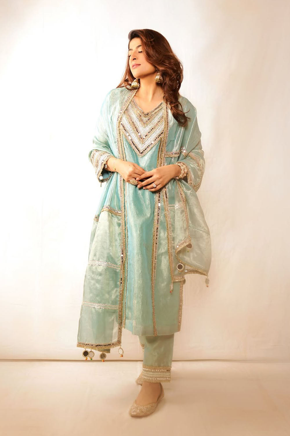 Tahira Kashyap in Sea Green Noor-E-Resham