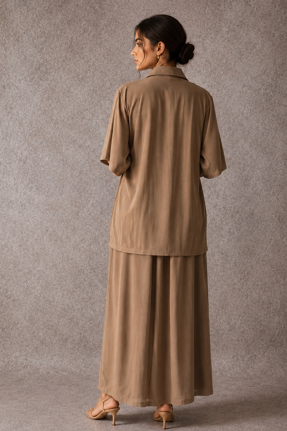Beige Wrap Front Co-ord Set