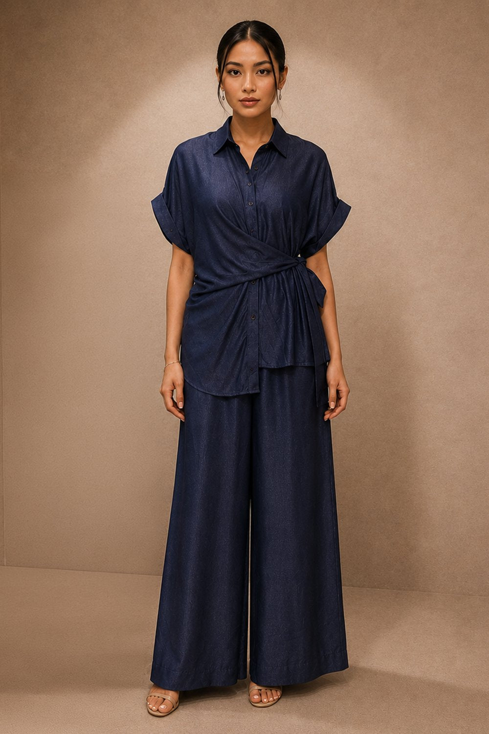 Navy Wrap Front Co-ord Set