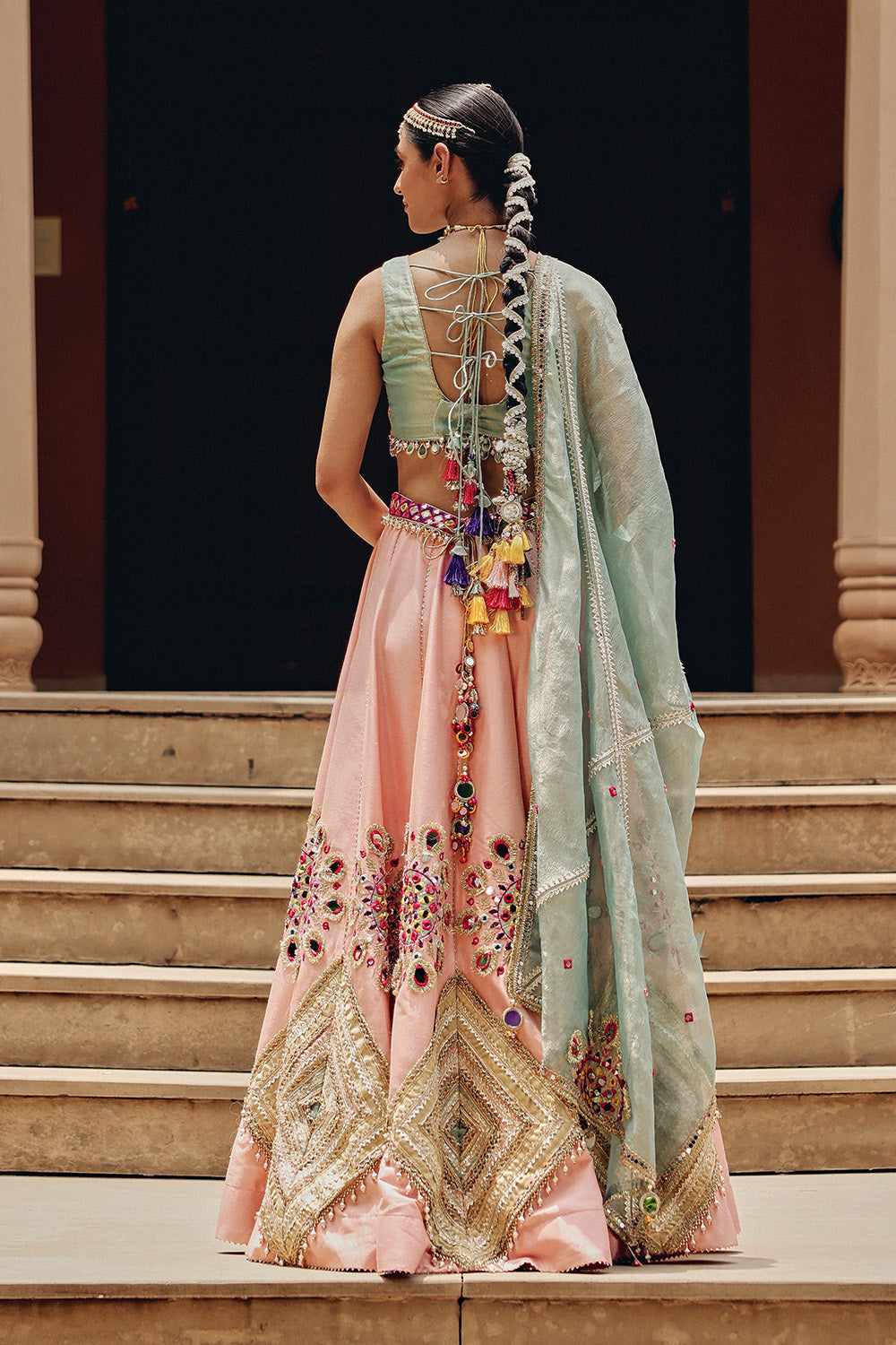 Peach Tara Sitara Lehenga Set