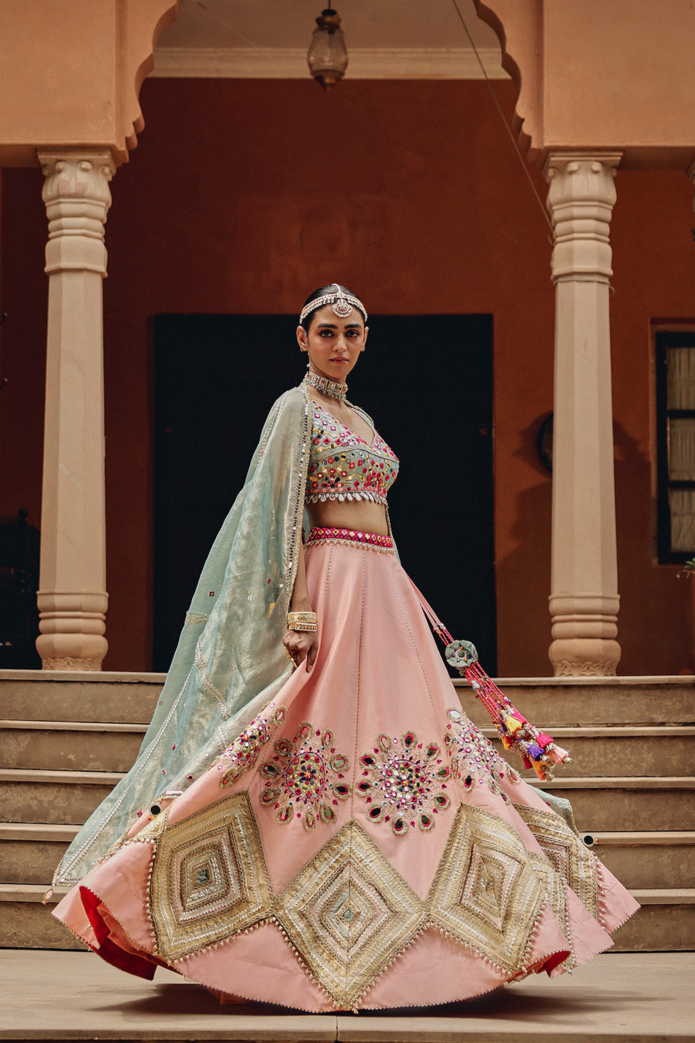 Peach Tara Sitara Lehenga Set