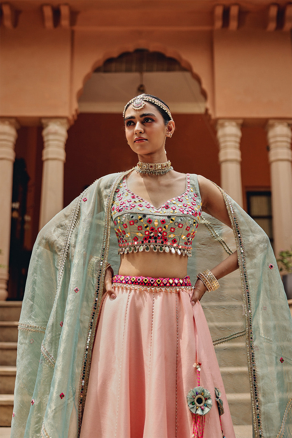Peach Tara Sitara Lehenga Set