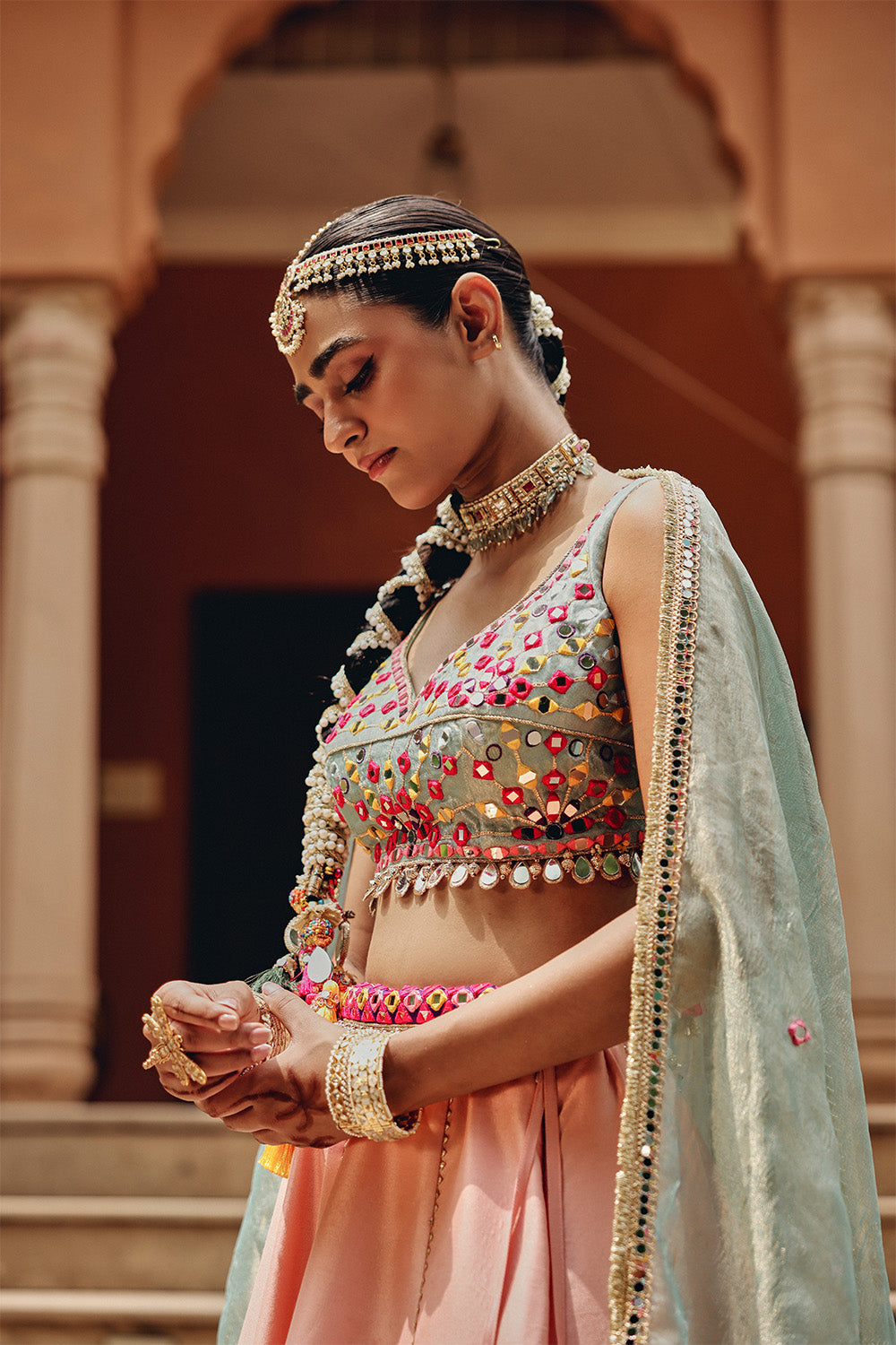 Peach Tara Sitara Lehenga Set
