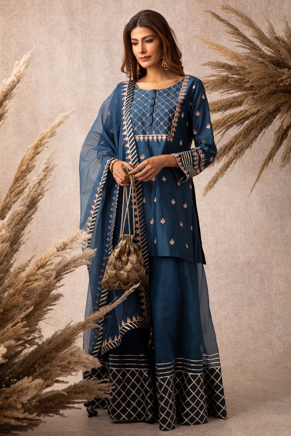 Navy Short Kurta Set - ajieshoberoi