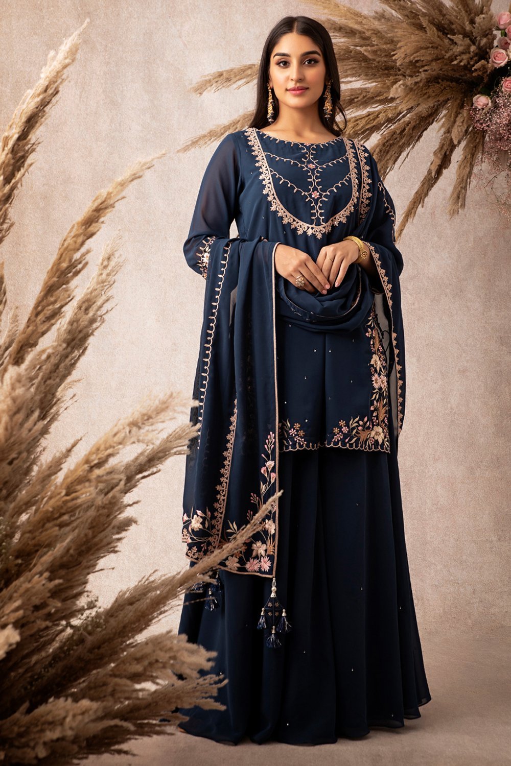 Navy Short Kurta Set - ajieshoberoi
