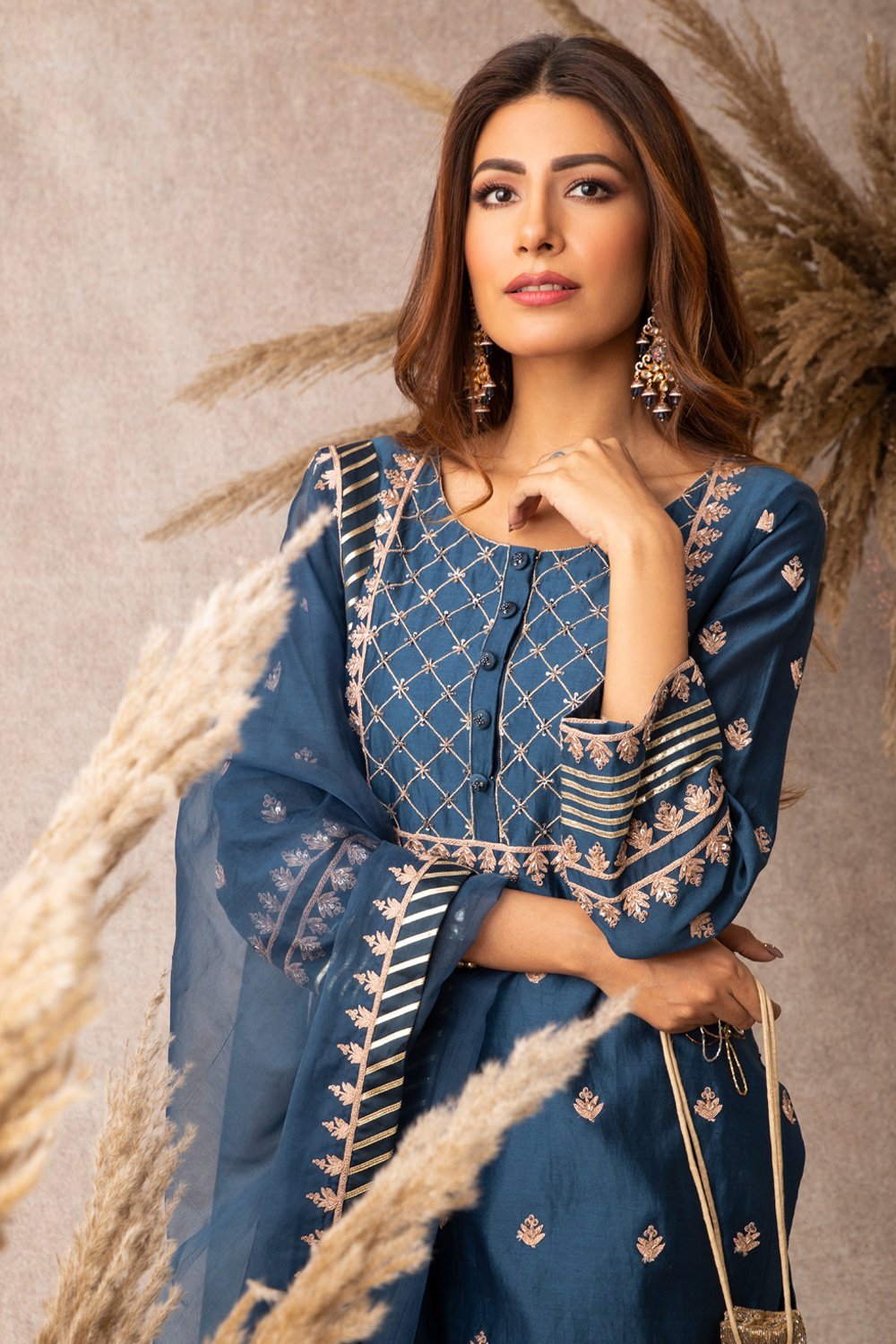Navy Short Kurta Set - ajieshoberoi