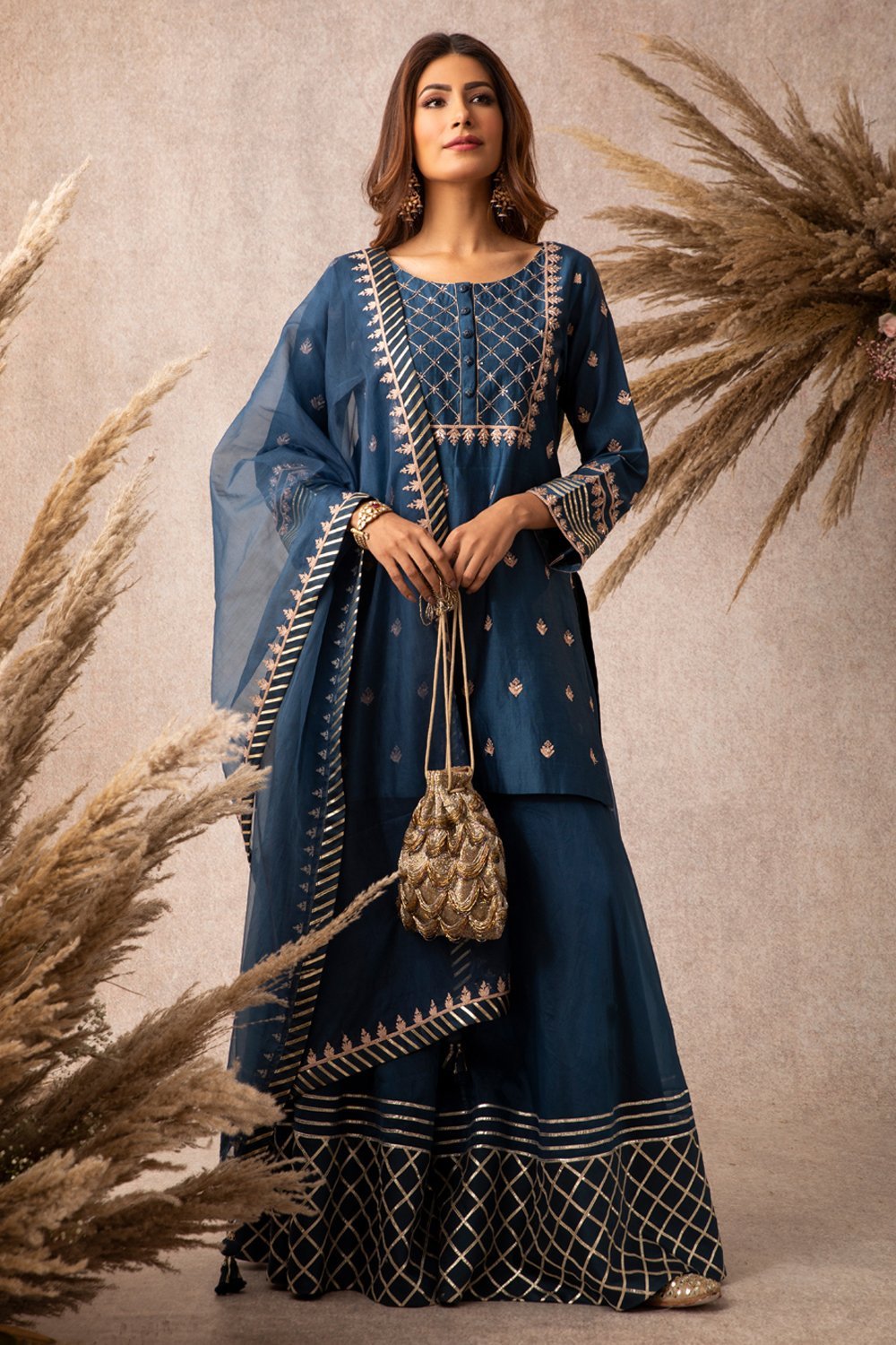 Navy Short Kurta Set - ajieshoberoi