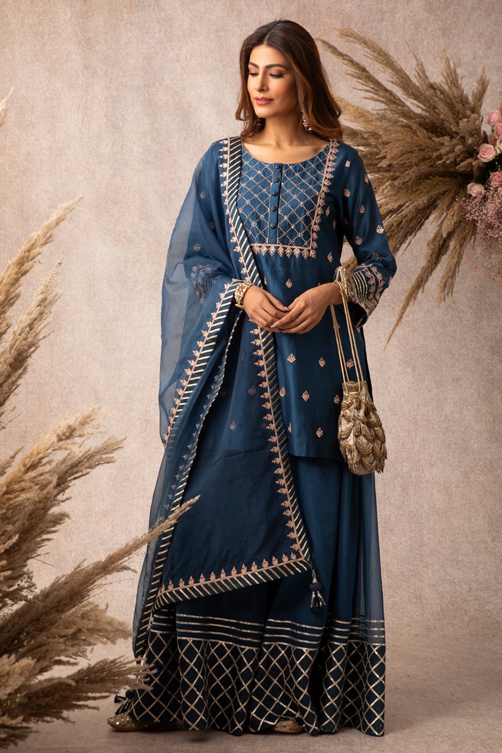 Navy Short Kurta Set - ajieshoberoi