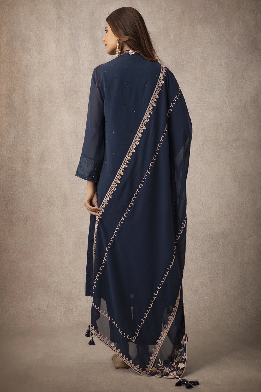 Navy Straight Kurta Set - ajieshoberoi