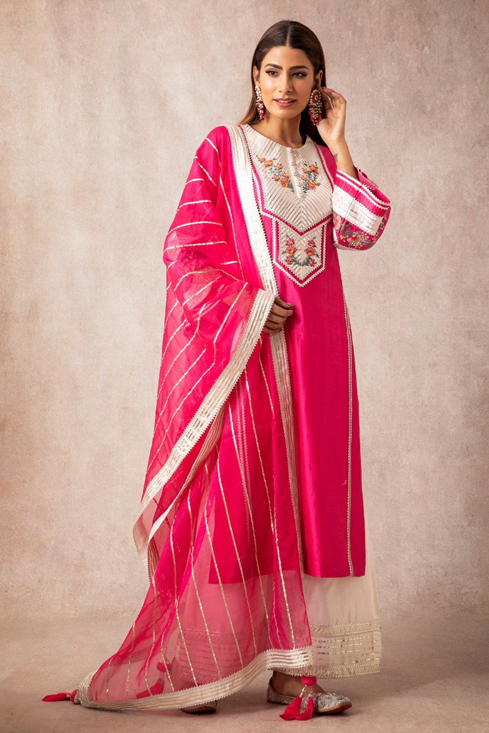 Rani Pink Straight Kurta Set - ajieshoberoi