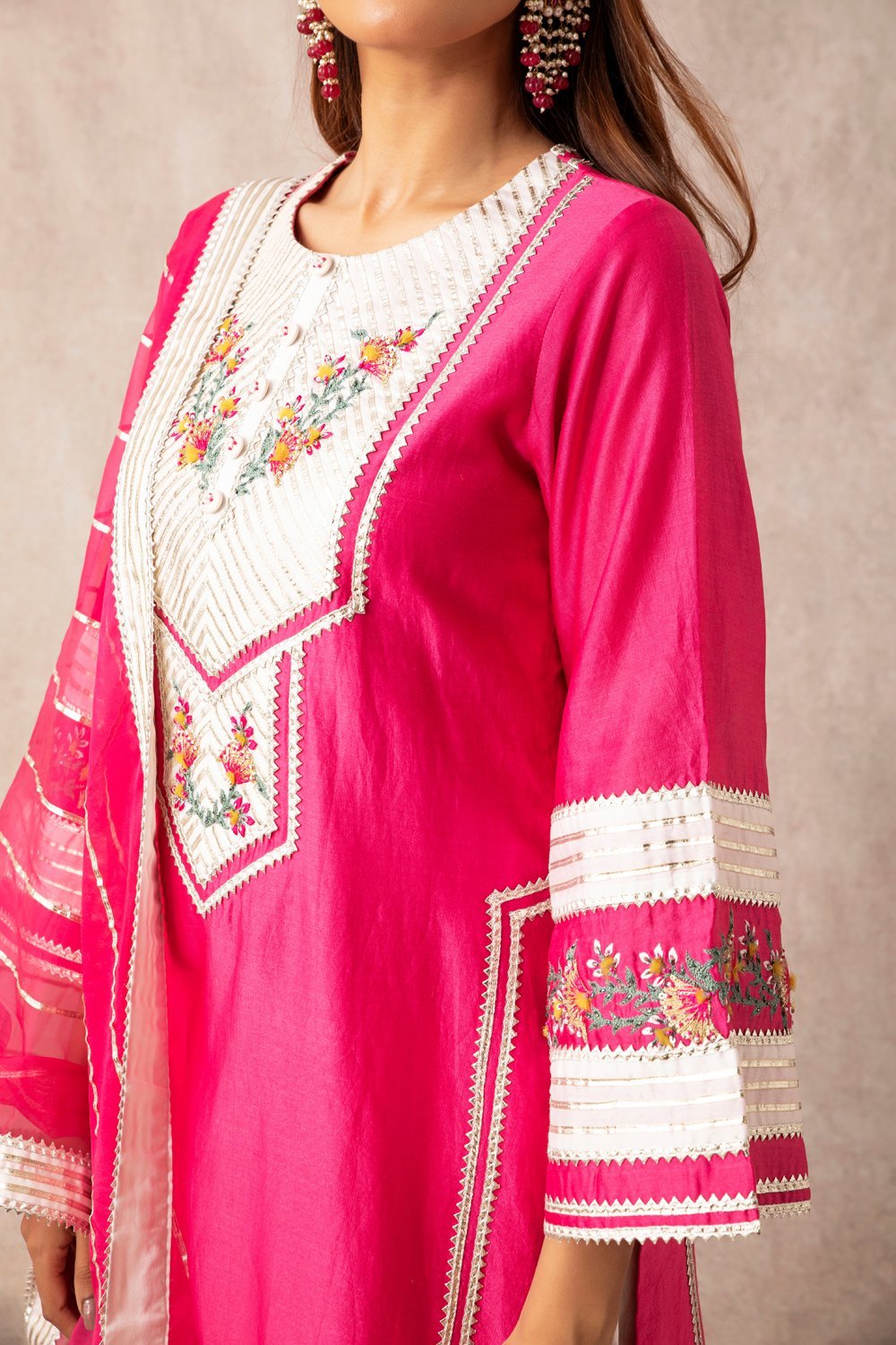 Rani Pink Straight Kurta Set - ajieshoberoi