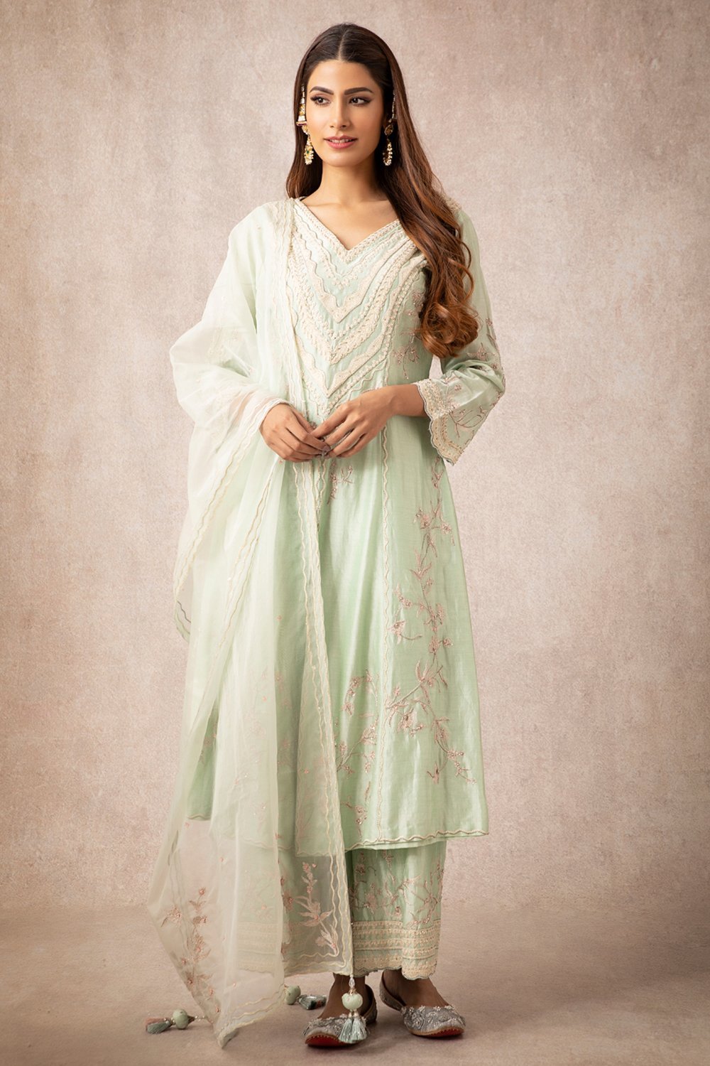 Sea Green A Line Kurta Set - ajieshoberoi