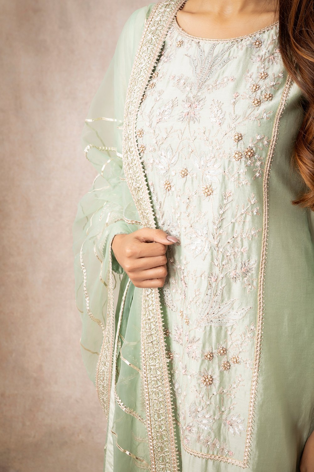 Sea Green Straight Kurta Set - ajieshoberoi