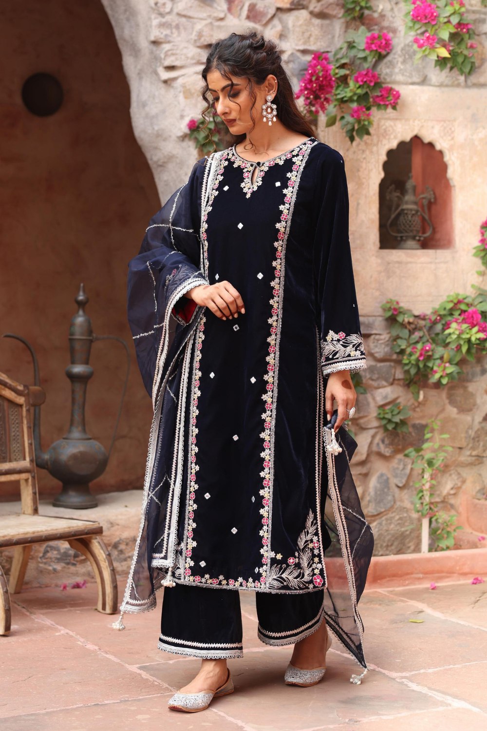 Navy Blue Kurta Set