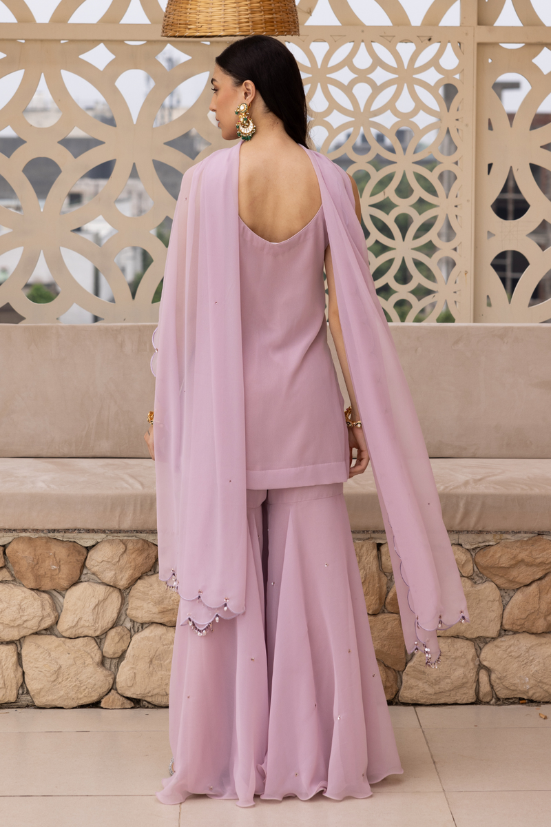 SHAMA PEPLUM SHORT KURTA WITH SHARARA