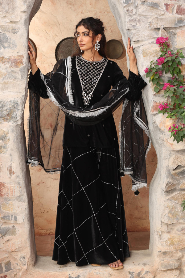 Black Sharara Set