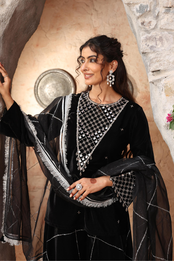 Black Sharara Set