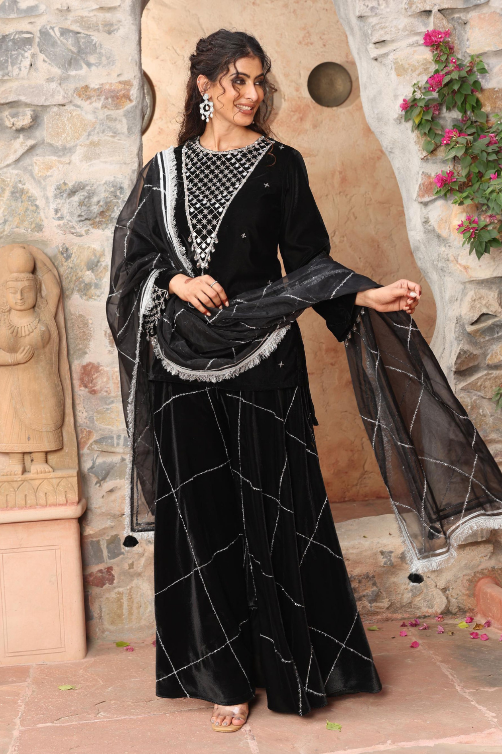 Black Sharara Set