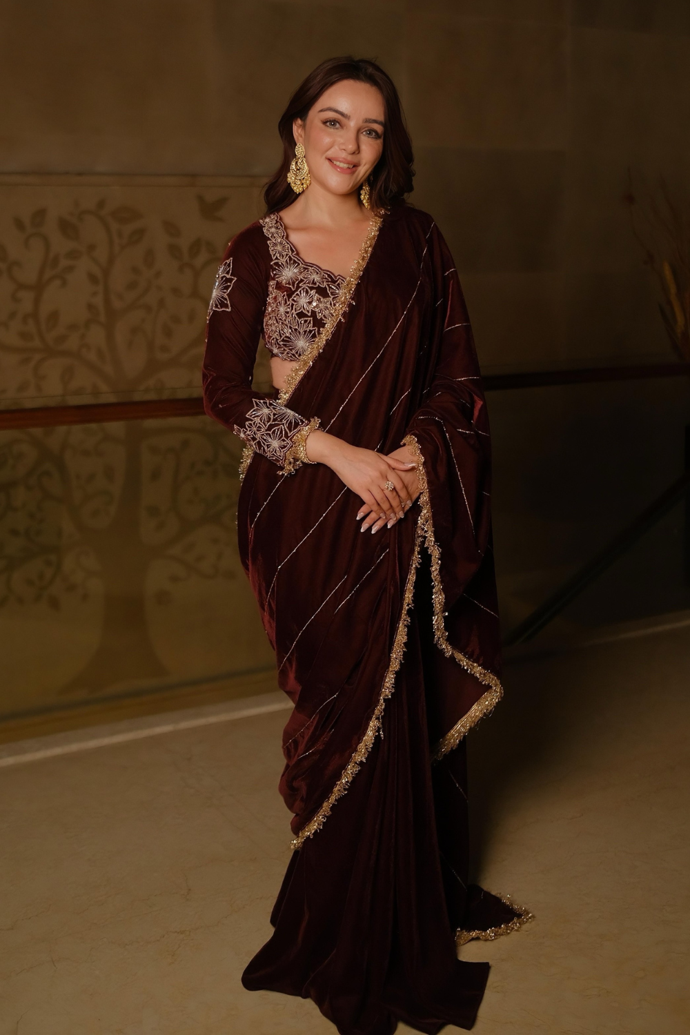 SIMREN SETHI in Wine Saree