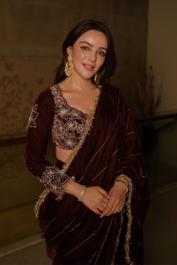 SIMREN SETHI in Wine Saree