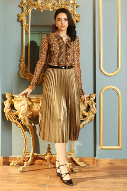 Golden Pleated Skirt