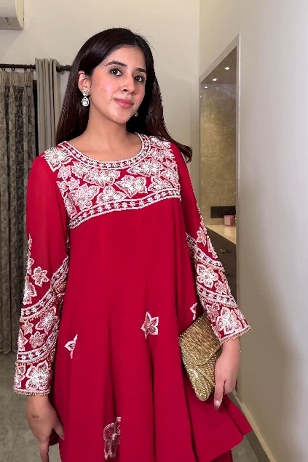 Devika Vinayek in Phool Peplum Short Kurta With Sharara