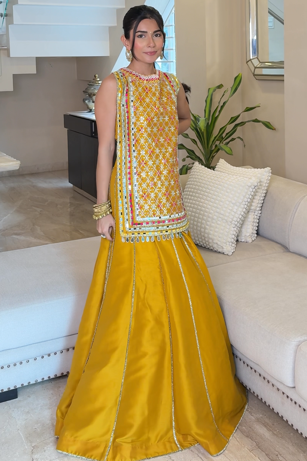 Radhica Diwan in Noorvi Mustard Skirt Set
