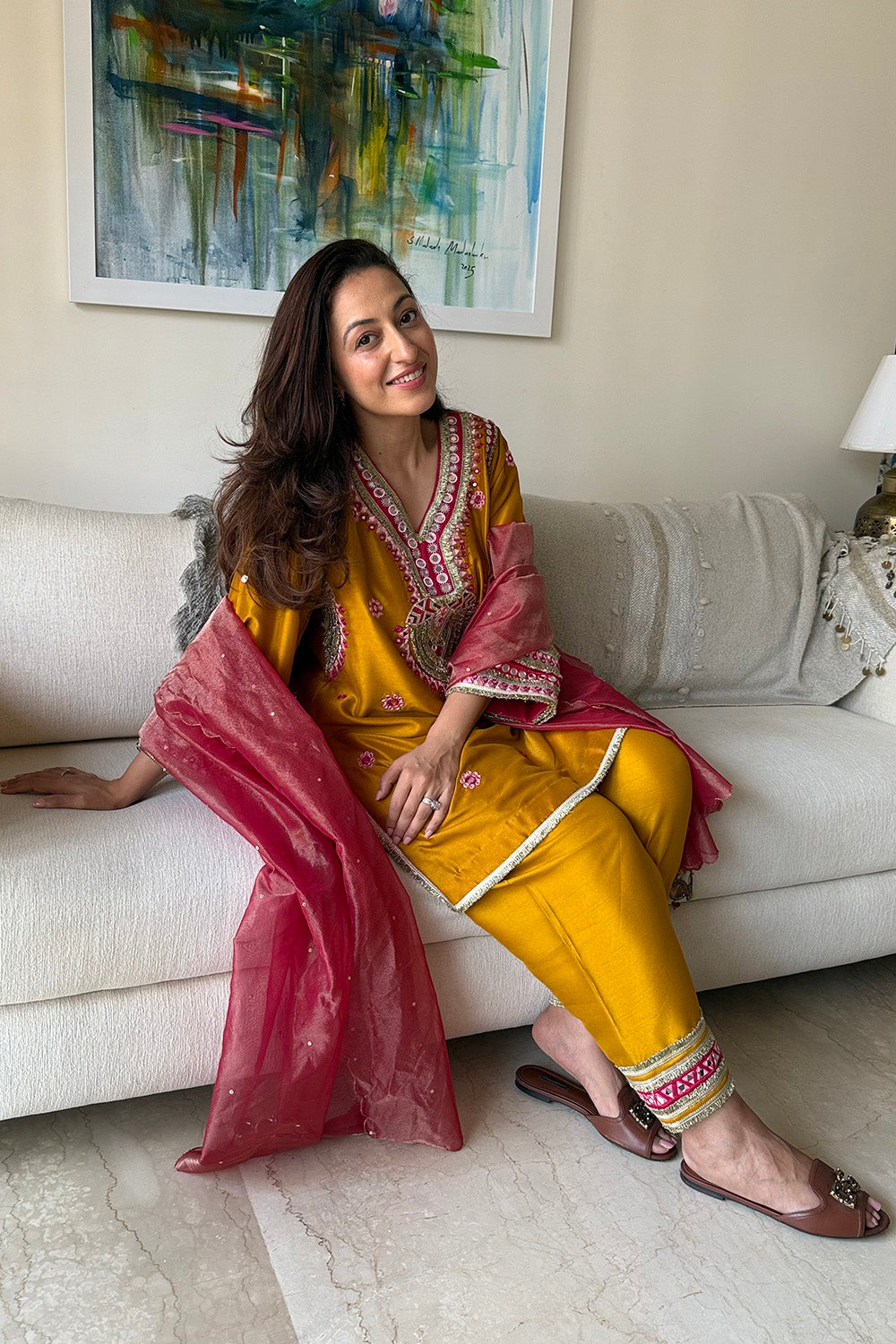 Vriti Malhotra in Mustard Sahar Salwar Set