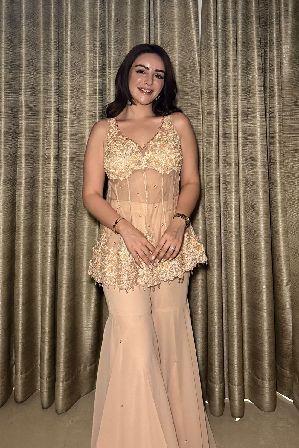 Simren Sethi in Soorat Peplum Short Kurta With Sharara