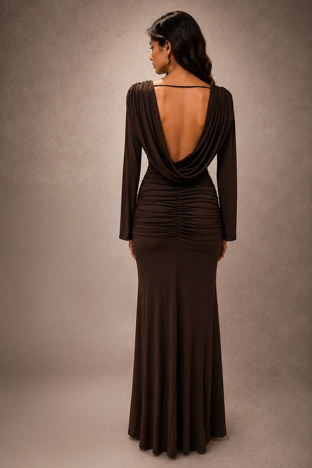 Black Evening Gown with Full Sleeves