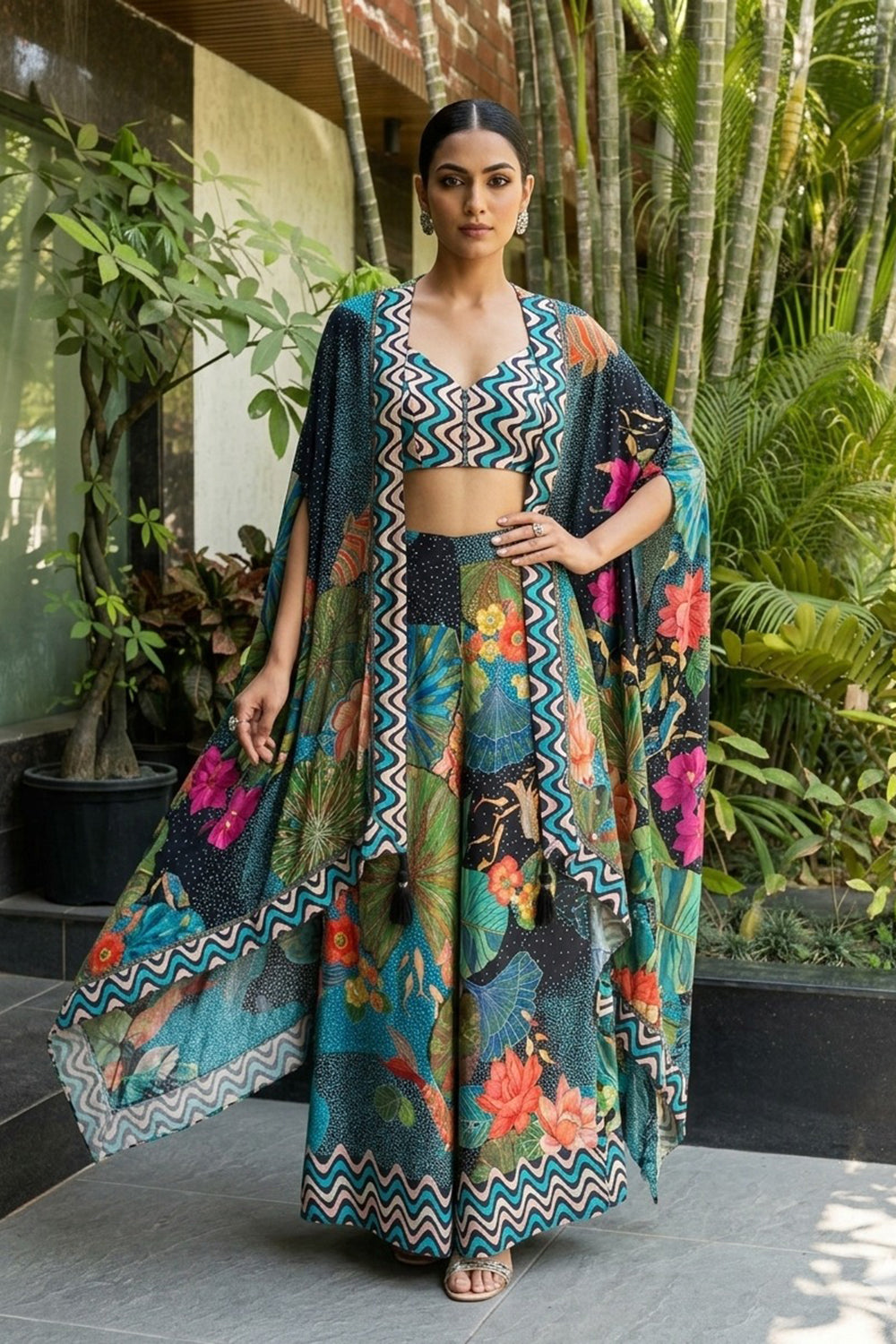 Bohemian Floral Maxi Dress with Kimono Jacket