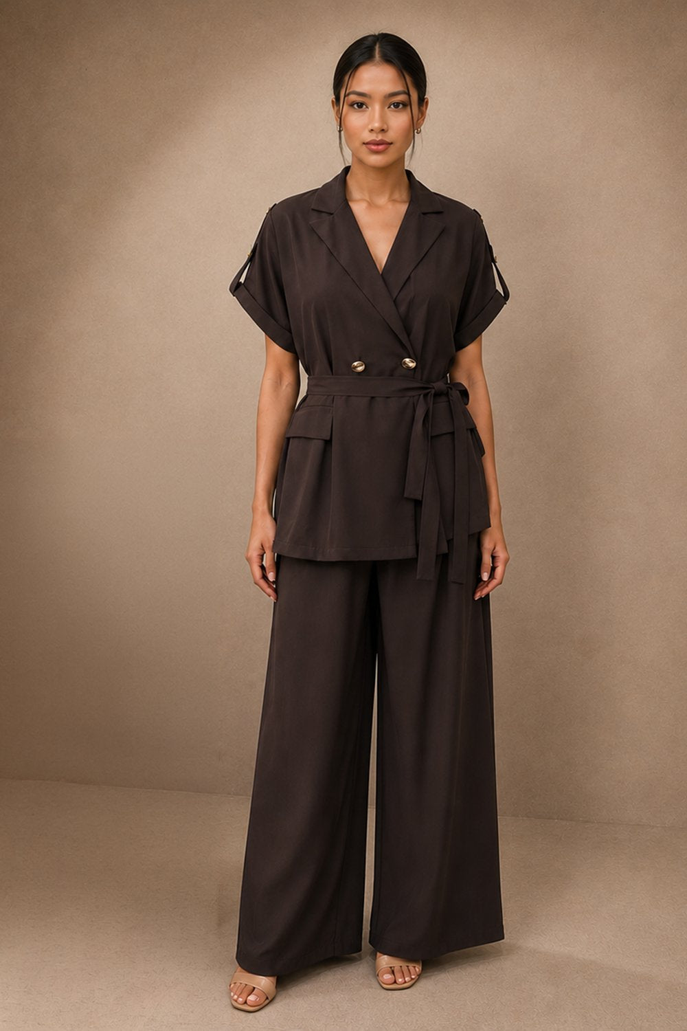 Grey Wrap Front Co-ord Set