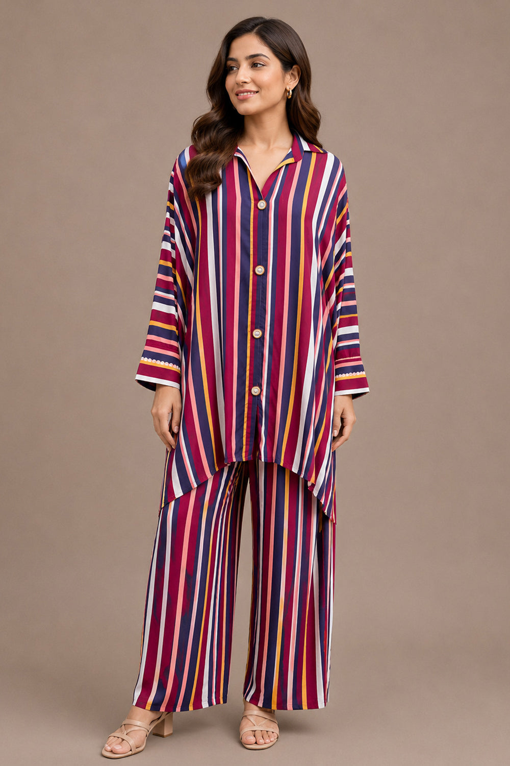 Women's Multicolor Striped Co-Ord Set