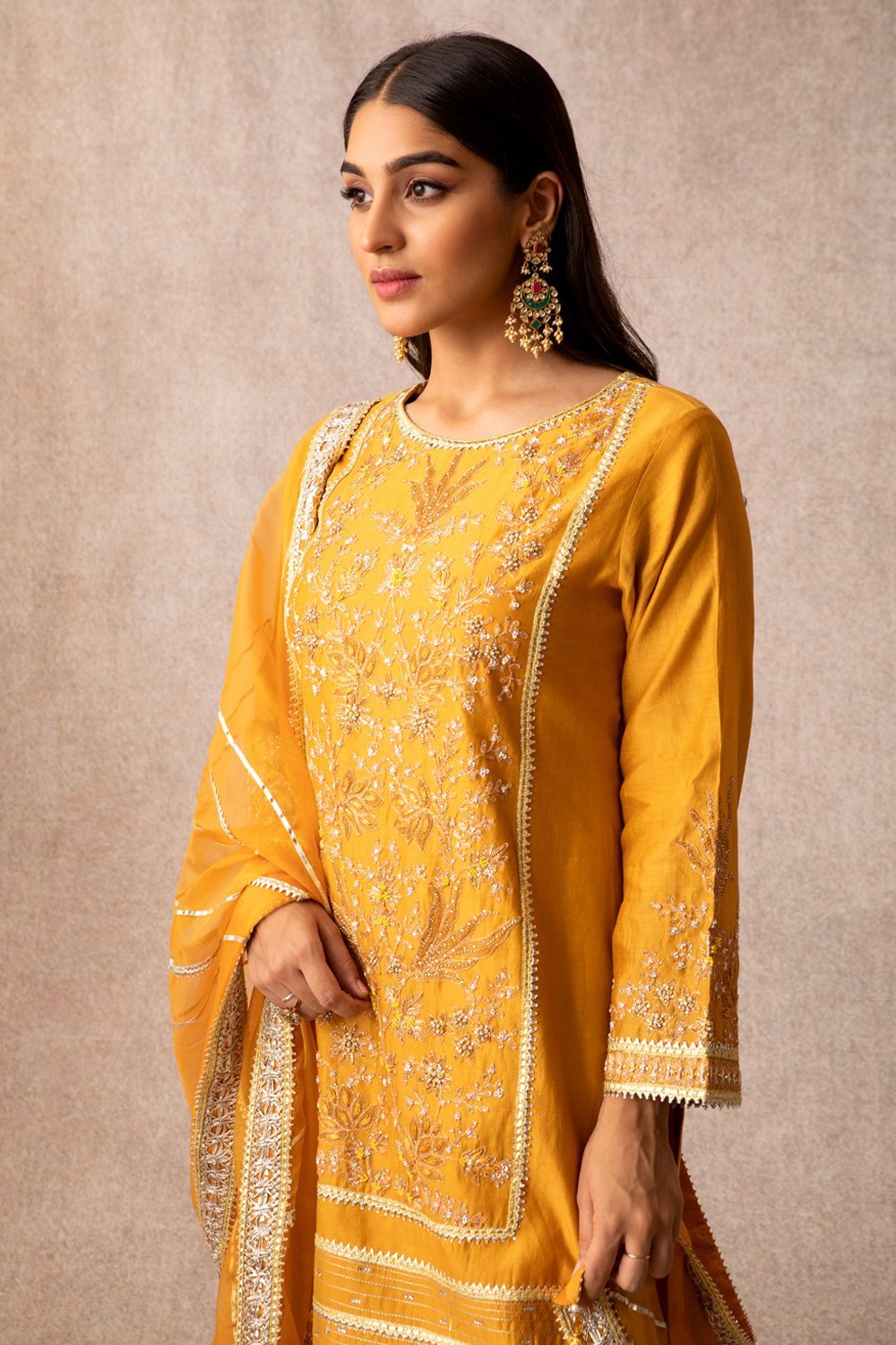 Mustard Straight Kurta Set - ajieshoberoi