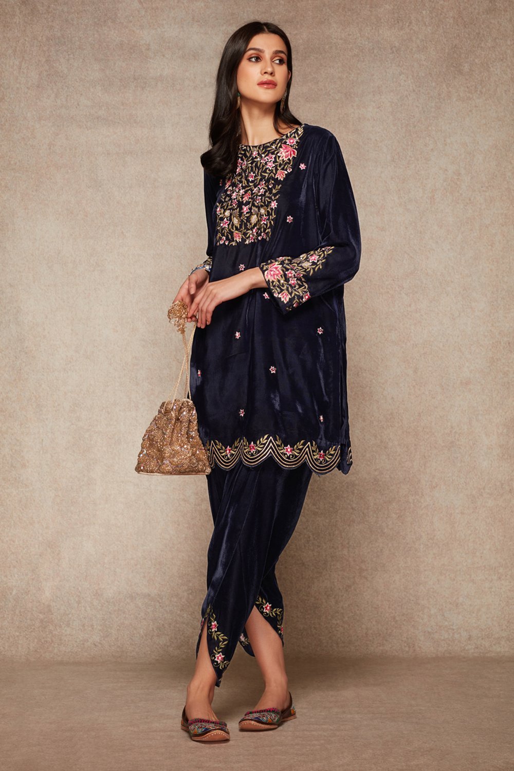 Navy Kurta And Dhoti Set - ajieshoberoi