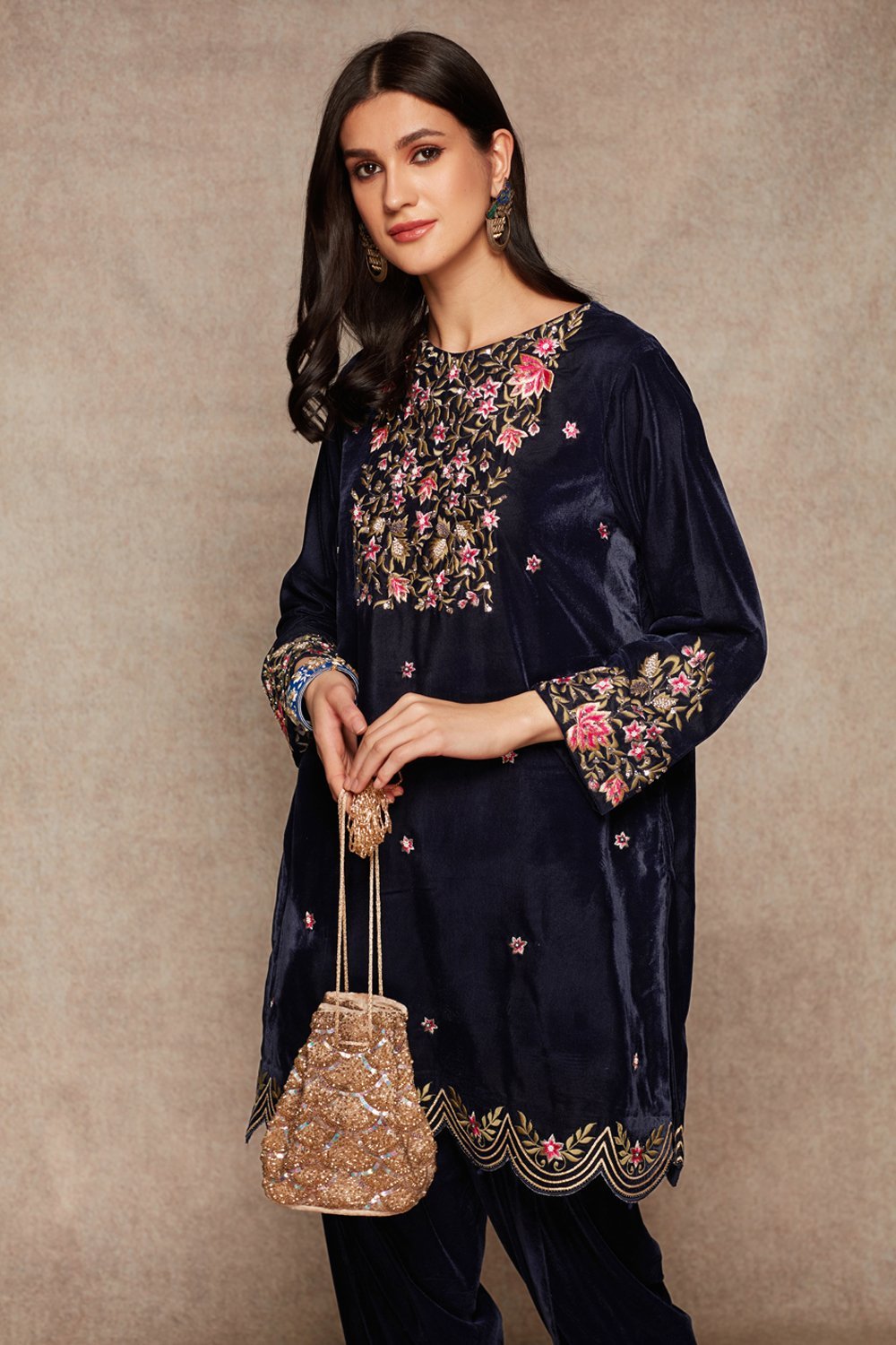 Navy Kurta And Dhoti Set - ajieshoberoi