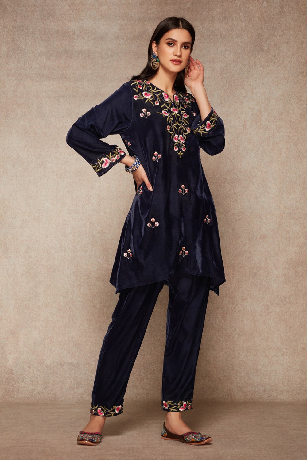 Navy Kurta And Salwar Set - ajieshoberoi