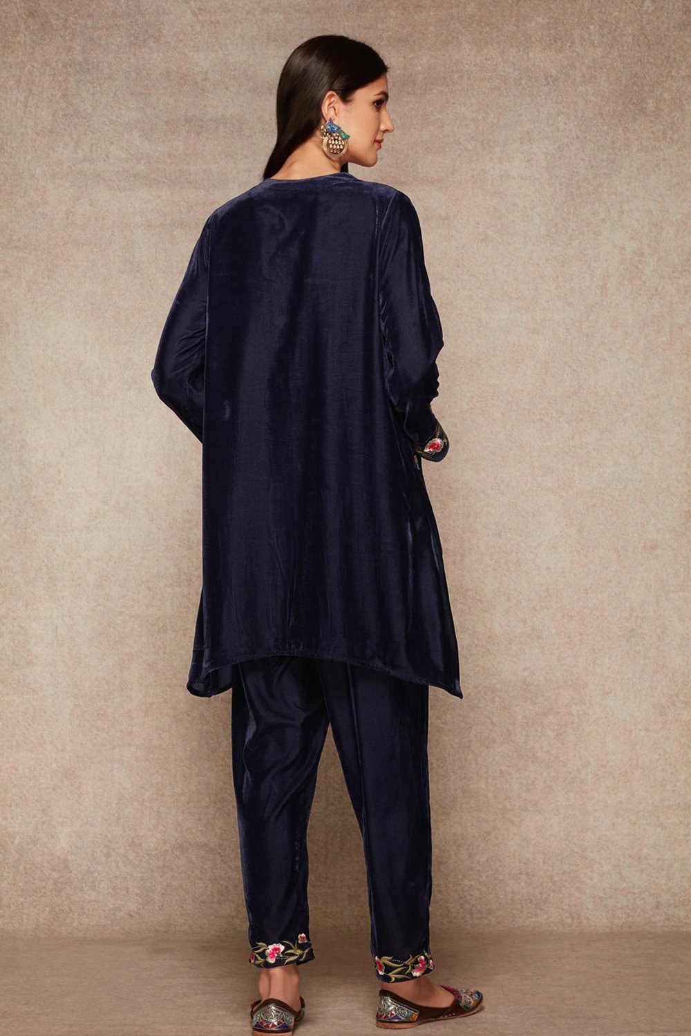 Navy Kurta And Salwar Set - ajieshoberoi