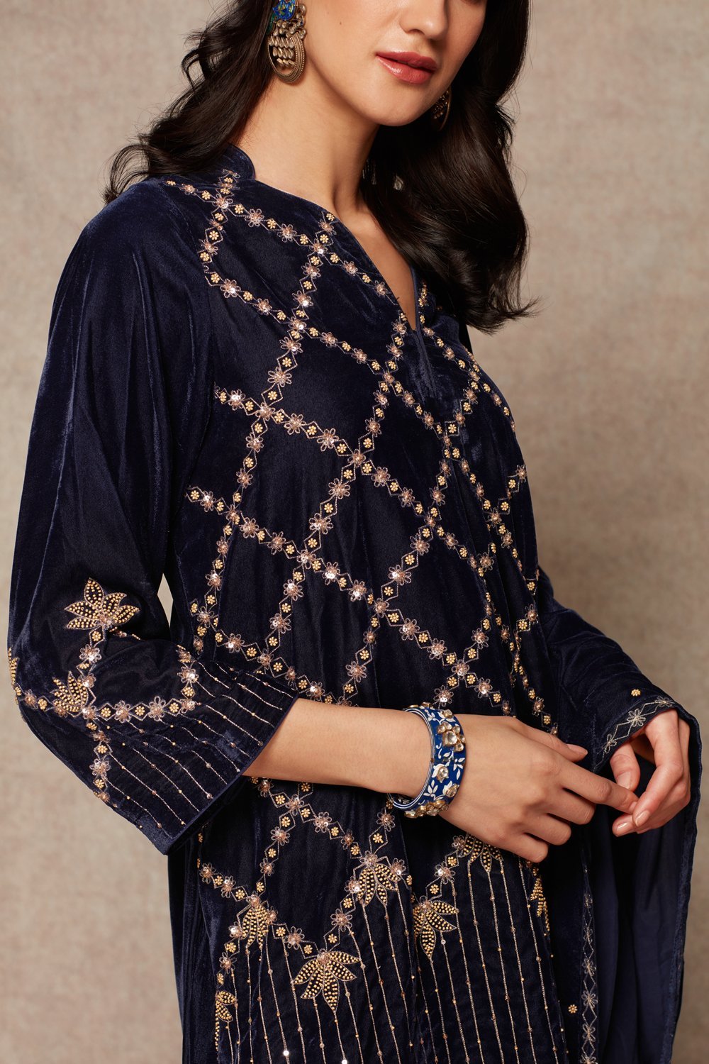 Navy Kurta Set - ajieshoberoi