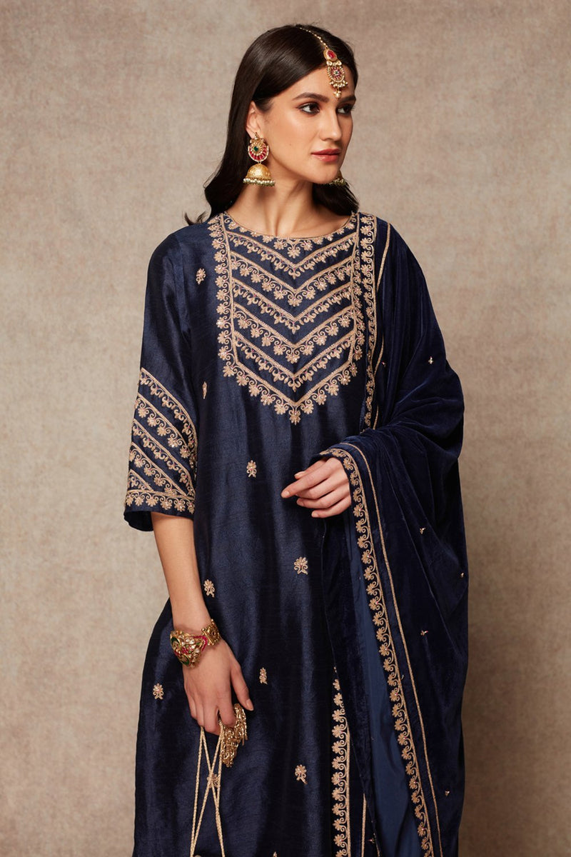 Navy Kurta Set - ajieshoberoi