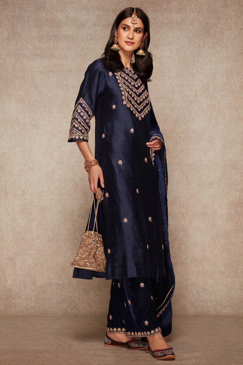 Navy Kurta Set - ajieshoberoi