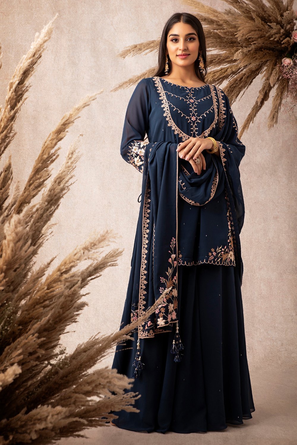 Navy Short Kurta Set - ajieshoberoi