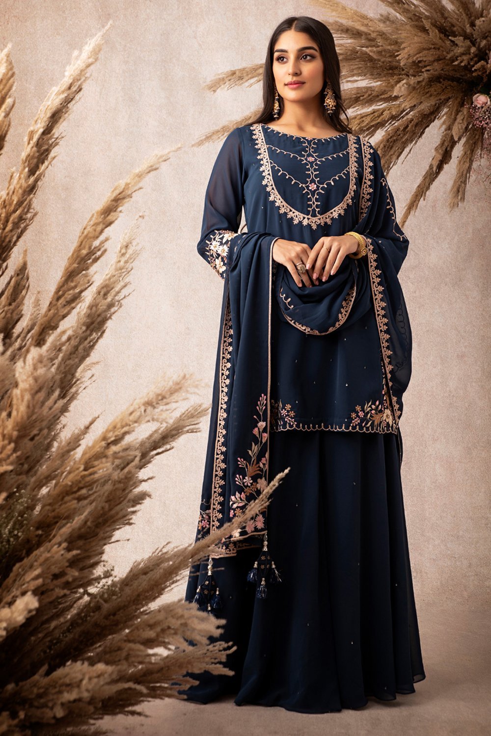 Navy Short Kurta Set - ajieshoberoi
