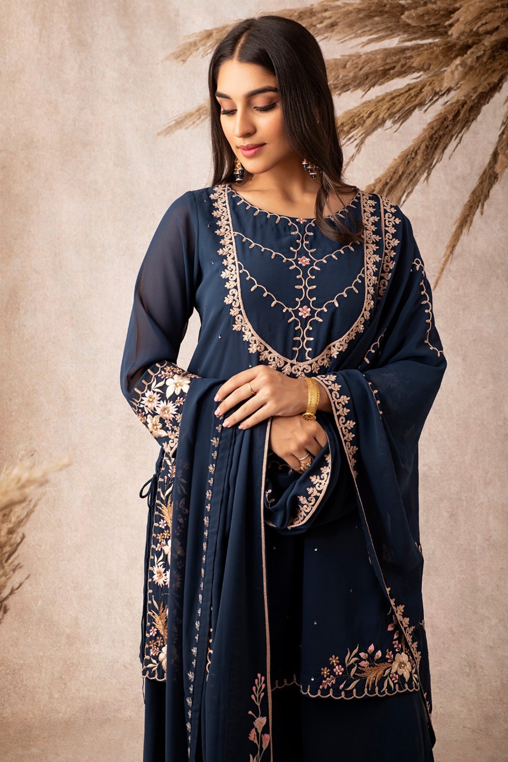Navy Short Kurta Set - ajieshoberoi