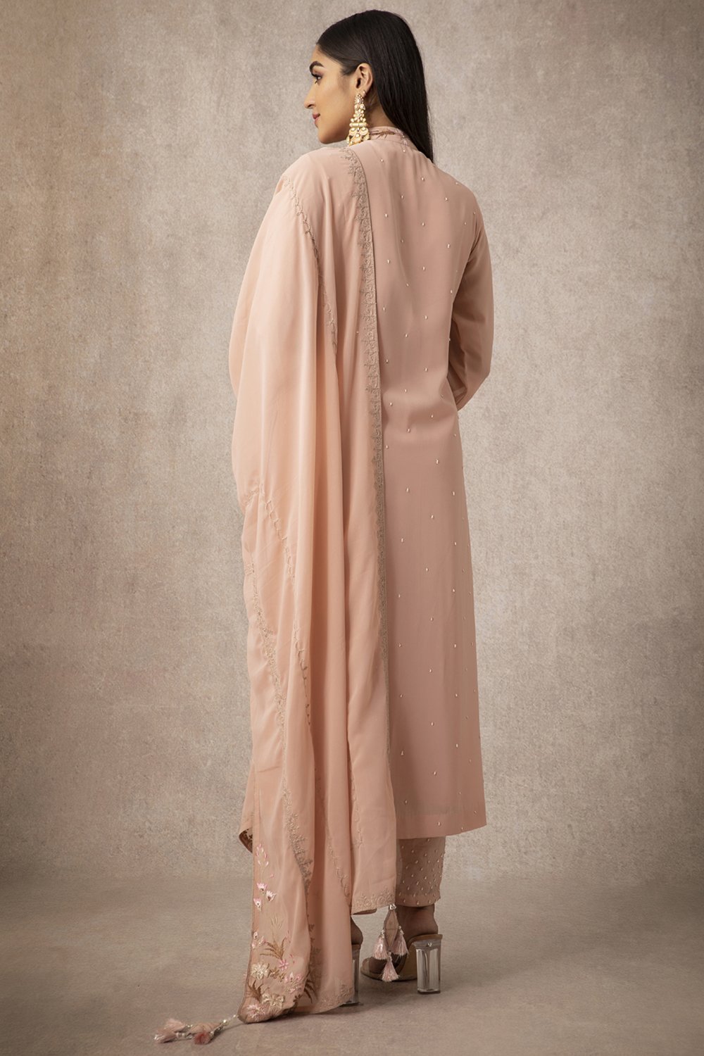 Peach Straight Kurta Set - ajieshoberoi